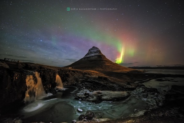 shooting star over Kirkjufell